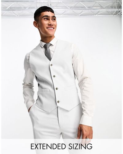 ASOS Micro Texture Skinny Suit Vest - White
