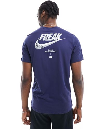 Nike Football Camiseta azul marino unisex con estampado gráfico giannis dri-fit