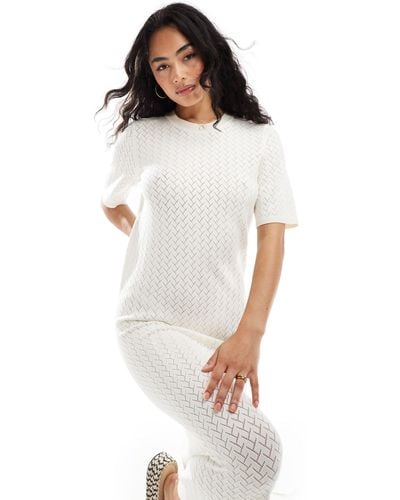 SELECTED Femme Knitted Crochet Maxi Dress - White