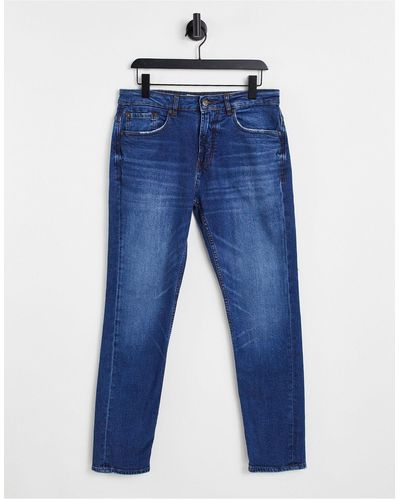 Pull&Bear Smalle Jeans Met Donkere Wassing - Blauw