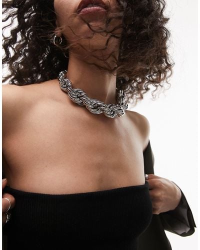 TOPSHOP Twist Chain Collar Necklace - Black