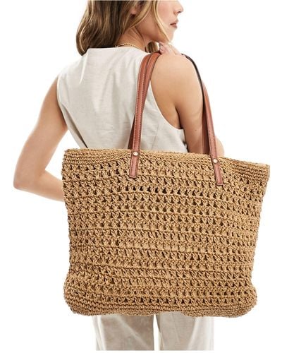 Accessorize Large Beach Straw Tote Bag - Natural
