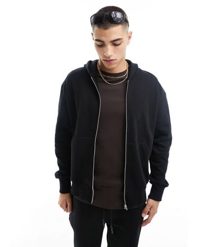 ASOS Sweat à capuche oversize épais avec fermeture éclair - Noir