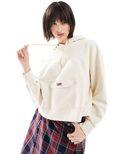 Lee Jeans Sweat à capuche vintage avec logo au centre - écru - Blanc