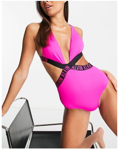 Calvin Klein Plunge Swimsuit - Pink