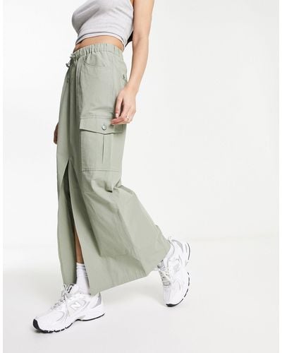 Miss Selfridge Cargo Pocket Maxi Skirt - Green
