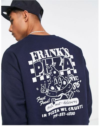 New Look Sweatshirt Met Pizzaprint - Blauw