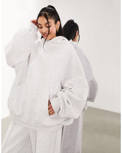 ASOS – oversize-kapuzenpullover aus hochwertigem, schweren material - Weiß