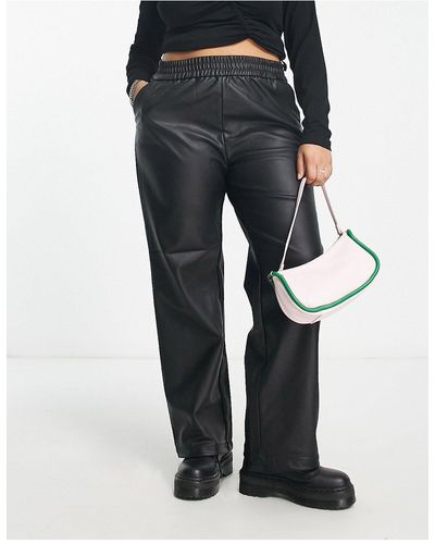 ONLY Faux Leather Straight Leg Pants - Black
