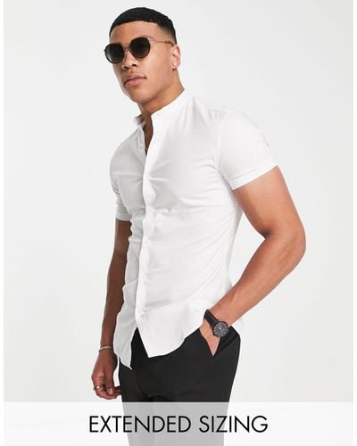 ASOS Skinny Fit Shirt With Grandad Collar - White