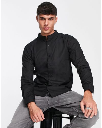Bolongaro Trevor Slim-fit Overhemd Zonder Kraag - Zwart