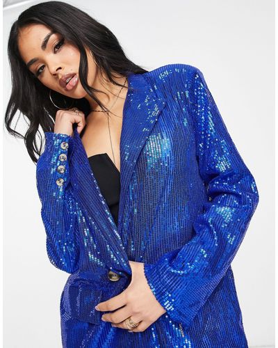 Naanaa – oversize-blazer mit paillettenbesatz - Blau