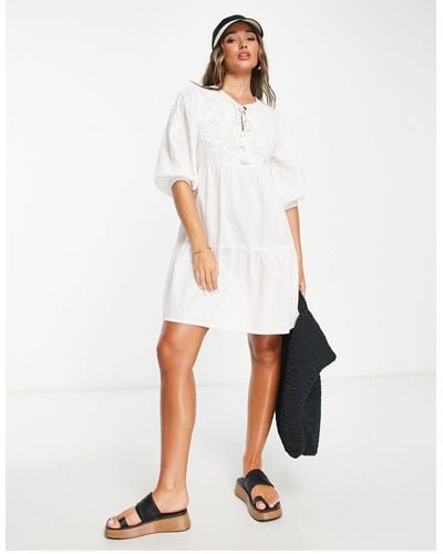 Accessorize Embroidered Throwover Beach Summer Dress - White