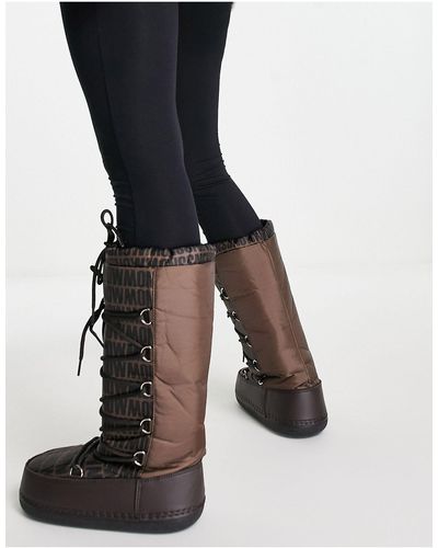 Truffle Collection High Leg Snow Boots - Brown