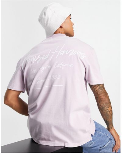 TOPMAN Oversized T-shirt With Front And Back Promised Horizons Script Print Lilac - Purple
