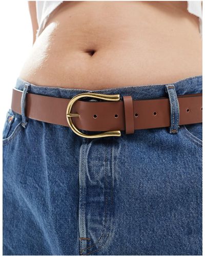 ASOS Curve - cintura da jeans per vita e fianchi color cuoio con fibbia a mezzaluna - Blu