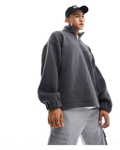 New Look – teddyfell-sweatshirt - Grau