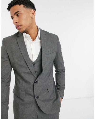 New Look Skinny Suit Jacket - Gray