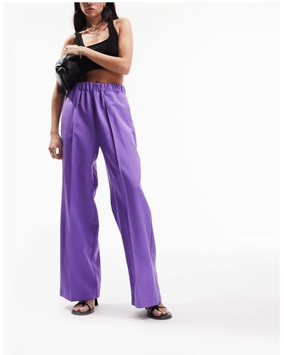 ASOS Elastic Waist Tailored Trouser - Purple