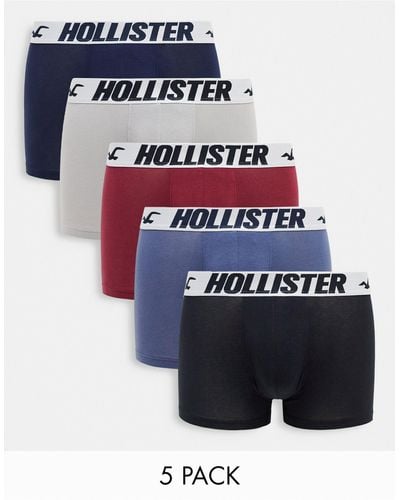 Hollister Set Van 5 Boxershorts Met Tailleband Met Contrasterend Logo - Blauw