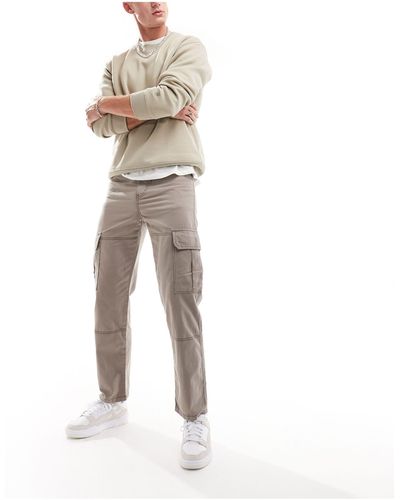 New Look Pantaloni cargo chiaro con cuciture a contrasto - Bianco