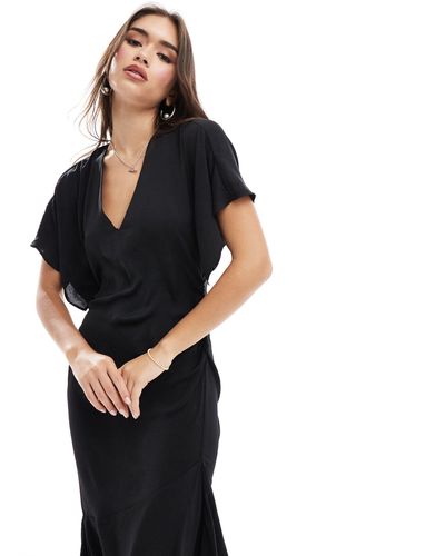 ASOS Asymmetric Hem Midi Dress - Black
