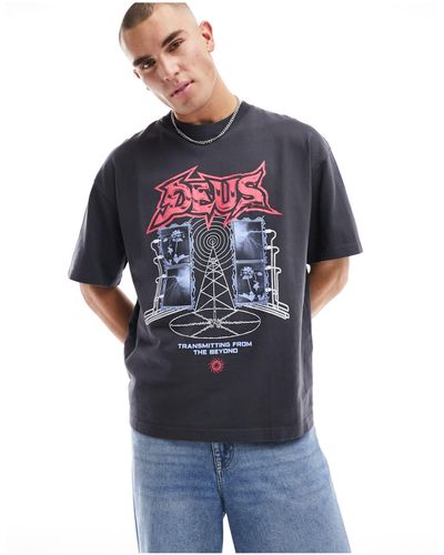 Deus Ex Machina Transmission - t-shirt nera - Blu