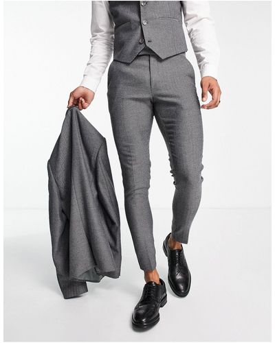 ASOS Super Skinny Wool Mix Suit Pants - Gray
