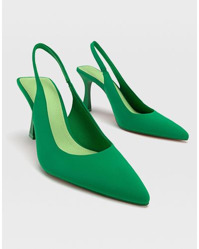 Stradivarius Schoenen Met Hak En Slingback - Groen