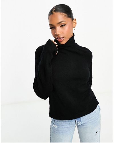 Pieces Roll Neck Jumper - Black