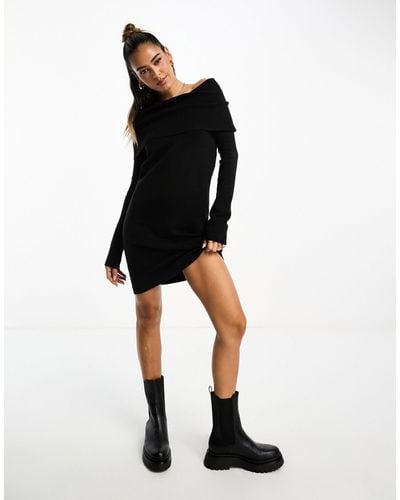 French Connection Cowl Neck Knitted Midi Dress - Black