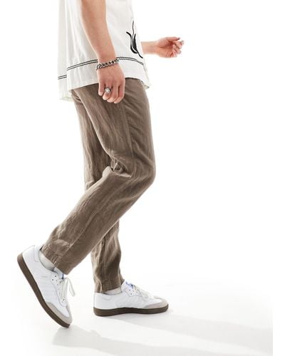 BOSS Boss Casual Symon Drawstring Linen Trousers - White