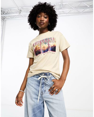 Daisy Street T-shirt oversize avec imprimé montana - Blanc
