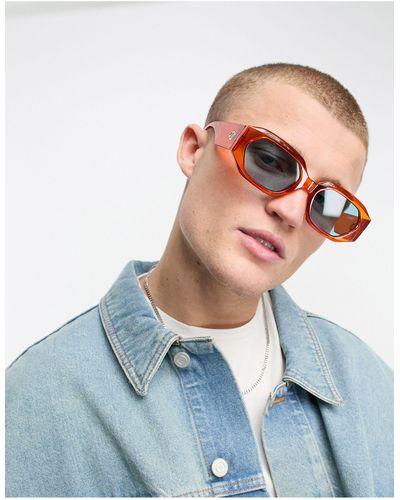 Le Specs Slaptrash - occhiali da sole arancioni con lenti blu da festival - Bianco