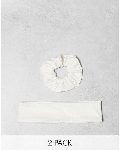 Pieces Bride To Be Ribbed Jersey Headband And Scrunchie 2 Pack - White