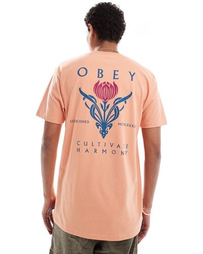 Obey Cultivate Harmony Graphic T-shirt - Pink