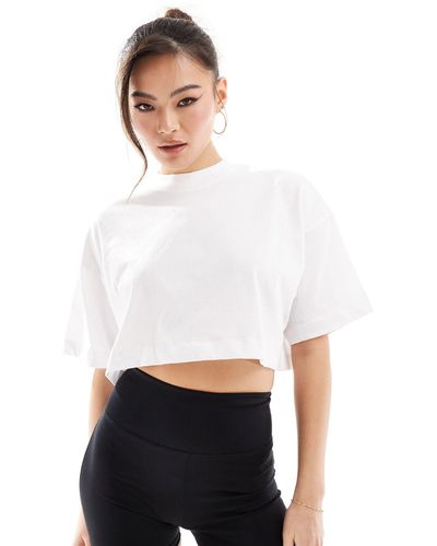 ASOS 4505 Icon Boxy Heavyweight Cropped T-shirt With Quick Dry - White