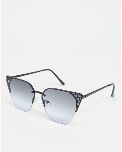 Noisy May Rimless Cat Eye Sunglasses With Tint Lenses - Blue