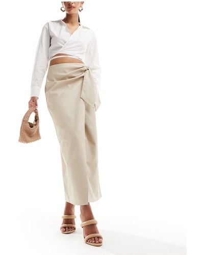 ASOS Faux Leather Wrap Midi Skirt - White