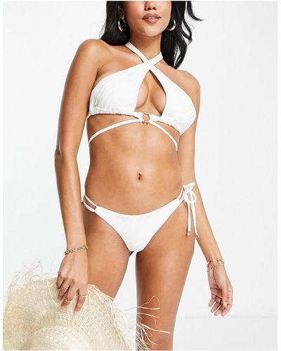 River Island Bikinitopje Met Overslag En Halternek - Wit