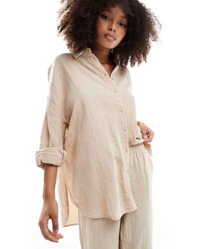 ONLY Cheesecloth Oversized Shirt - Natural