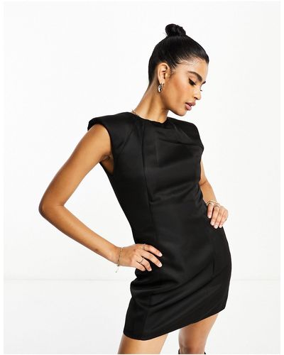 NA-KD X Josefine Hj Sharp Shoulder Mini Dress - Black