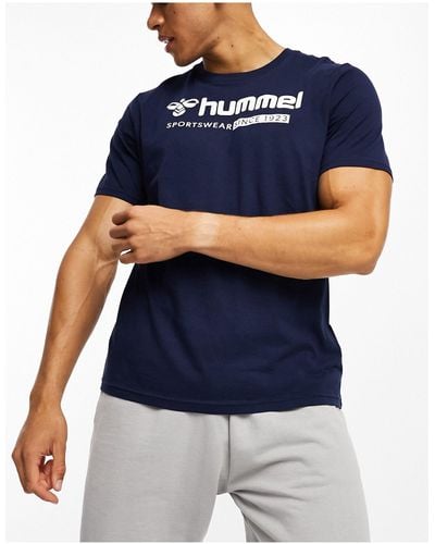 Hummel Regular Fit T-shirt With Oversized Logo - Blue