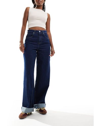 ASOS – weite jeans mit breitem umschlagsaum und inky-waschung - Blau