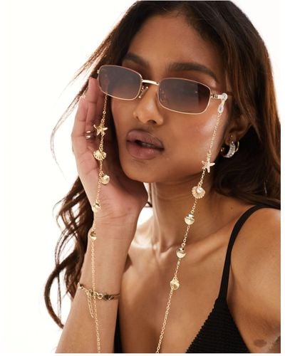 South Beach Seashell And Starfish Embellished Sunglasses Chain - Brown