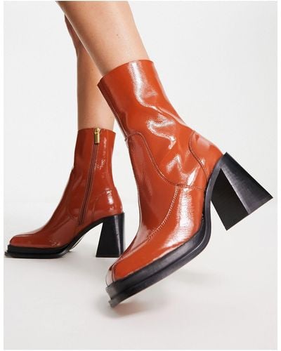 ASOS Restore Leather Mid-heel Boots - Brown