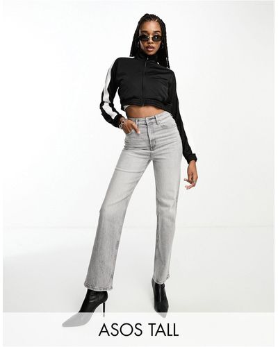 ASOS Tall - Makkelijke Rechte Jeans Met Cropped Pijpen - Grijs