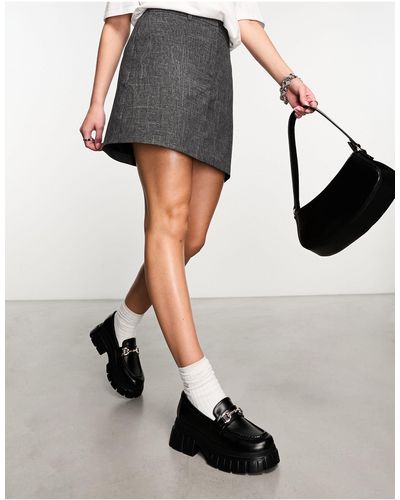 New Look Textured Mini Skirt - Grey