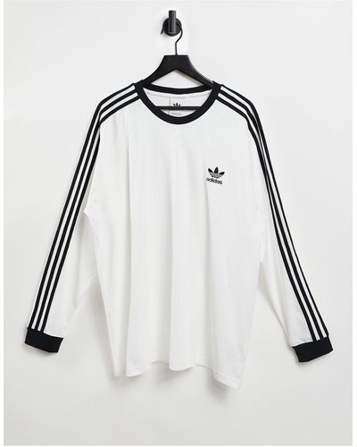 adidas Originals – adicolor – langärmliges shirt mit den drei streifen - Weiß