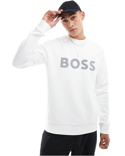 BOSS Salbo Logo Sweatshirt - White